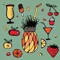 Fruit elements set. stock . cartoon design Royalty Free Stock Photo
