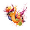 Fruit Elixir: A Whirlpool of Juices and Citrus Delight. AI generation Royalty Free Stock Photo