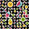 Fruit emoji color seamless vector pattern