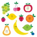 Fruit with faces clipart Royalty Free Stock Photo