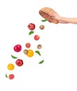 Fruit falling from basket Royalty Free Stock Photo