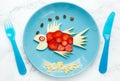 Fruit fish - fun with food, creative summer snack Royalty Free Stock Photo