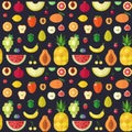 Fruit flat style big vector seamless pattern.
