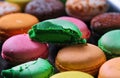 Fruit flavour multi colored Macaron dessert, close up shot Royalty Free Stock Photo