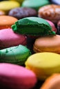 Fruit flavour multi colored Macaron dessert, close up shot Royalty Free Stock Photo