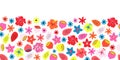 Fruit Flower summer border seamless vector pattern. Repeating cute floral horizontal kids background Scandinavian style. Abstract Royalty Free Stock Photo