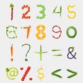 Fruit font Digits symbols numbers