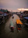 Boats on river at Amphawa in Thailand