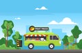 Fruit Food Truck Van Car Vehicle Street Shop Illustration