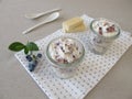 Fruit fool with blueberries