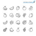 Fruit line icons. Editable stroke