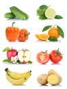 Fruit fruits and vegetables banana collection isolated apple ora