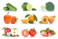 Fruit fruits and vegetables collection isolated apple orange col Royalty Free Stock Photo