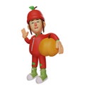 Fruit Girl 3D Cartoon Picture holding a pumpkin