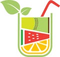 Coloured icon of a glass of fruit Royalty Free Stock Photo