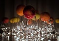 Fruit in a glass among the lights Royalty Free Stock Photo