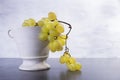 Fruit grapes in the ceramic pot on the table Royalty Free Stock Photo
