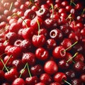 Pile of fresh red cherrys fruits photo. Royalty Free Stock Photo