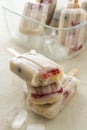 Fruit healthy berry ice cream. Homemade popsicle lolly with strawberries, blueberries and bananas Royalty Free Stock Photo