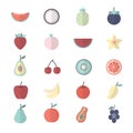 Fruit, Healthy Food Set Of Nature Icon Style Colorful Flat