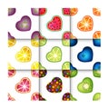 Fruit Hearts Seamless Pattern Set