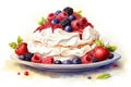 Background white tasty dessert cream food sweet berries delicious cake fresh Royalty Free Stock Photo