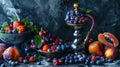 fruit hookah fruits on a dark background Royalty Free Stock Photo