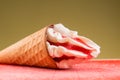 Fruit ice cream cone on the desk Royalty Free Stock Photo