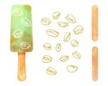 Fruit ice cream elements set. Summer sweetness. Isolated white background. Vector flat illustration. Royalty Free Stock Photo