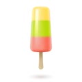 Fruit ice cream, lolly on stick, frozen fruity popsicle. Colorful summer dessert of fresh juice