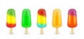 Fruit ice cream lolly on stick fruity popsicle set Royalty Free Stock Photo