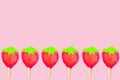 Fruit Ice cream pattern/ice cream stick on pastel pink background, Soda and Strawberry and Lemon Ice cream Royalty Free Stock Photo