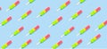 Fruit  Ice cream pattern/ice cream stick on pastel pink background, Soda and Strawberry and Lemon Ice cream Royalty Free Stock Photo