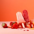 Fruit ice cream for summer natural banner design. Cold tasty dessert for summer food Royalty Free Stock Photo