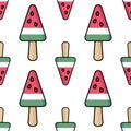Fruit ice cream on a white background. Seamless pattern. Vector
