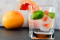 Fruit in ice cubes in water Royalty Free Stock Photo