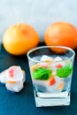 Fruit in ice cubes in water Royalty Free Stock Photo