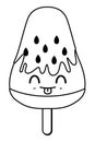 Fruit ice lolly popsicle cartoon in black and white Royalty Free Stock Photo