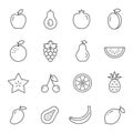 Fruit icon line set, vector outline fruit isolated symbols collection Royalty Free Stock Photo