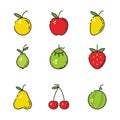 Fruit icons set flat style  image Royalty Free Stock Photo