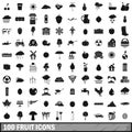 100 fruit icons set, simple style Royalty Free Stock Photo