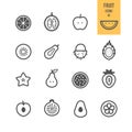 Fruit icons set. Sliced fruit.