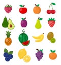 set of cute character fruits, illustration for kids in cartoon style isolated on white background eps 10 Royalty Free Stock Photo