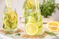 Fruit Infused Detox Water with lemon, cucumber and rosemary Royalty Free Stock Photo