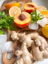 Fruit ingredients for juicing, close up