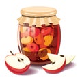 Fruit jam glass jar vector drawing. Royalty Free Stock Photo