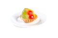 Fruit jelly cake isolated on white background Royalty Free Stock Photo