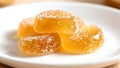 Fruit jelly candy sugar coated in white plate. Royalty Free Stock Photo
