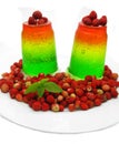 Fruit jelly dessert with strawberry Royalty Free Stock Photo