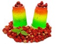 Fruit jelly dessert with wild strawberry Royalty Free Stock Photo